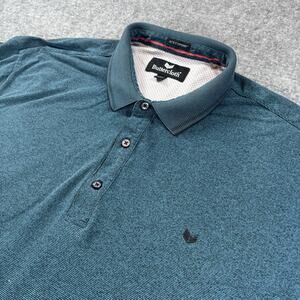 Buttercloth Icy Cotton Polo Shirt Short Sleeve Teal Blue Stripe Size 2XL